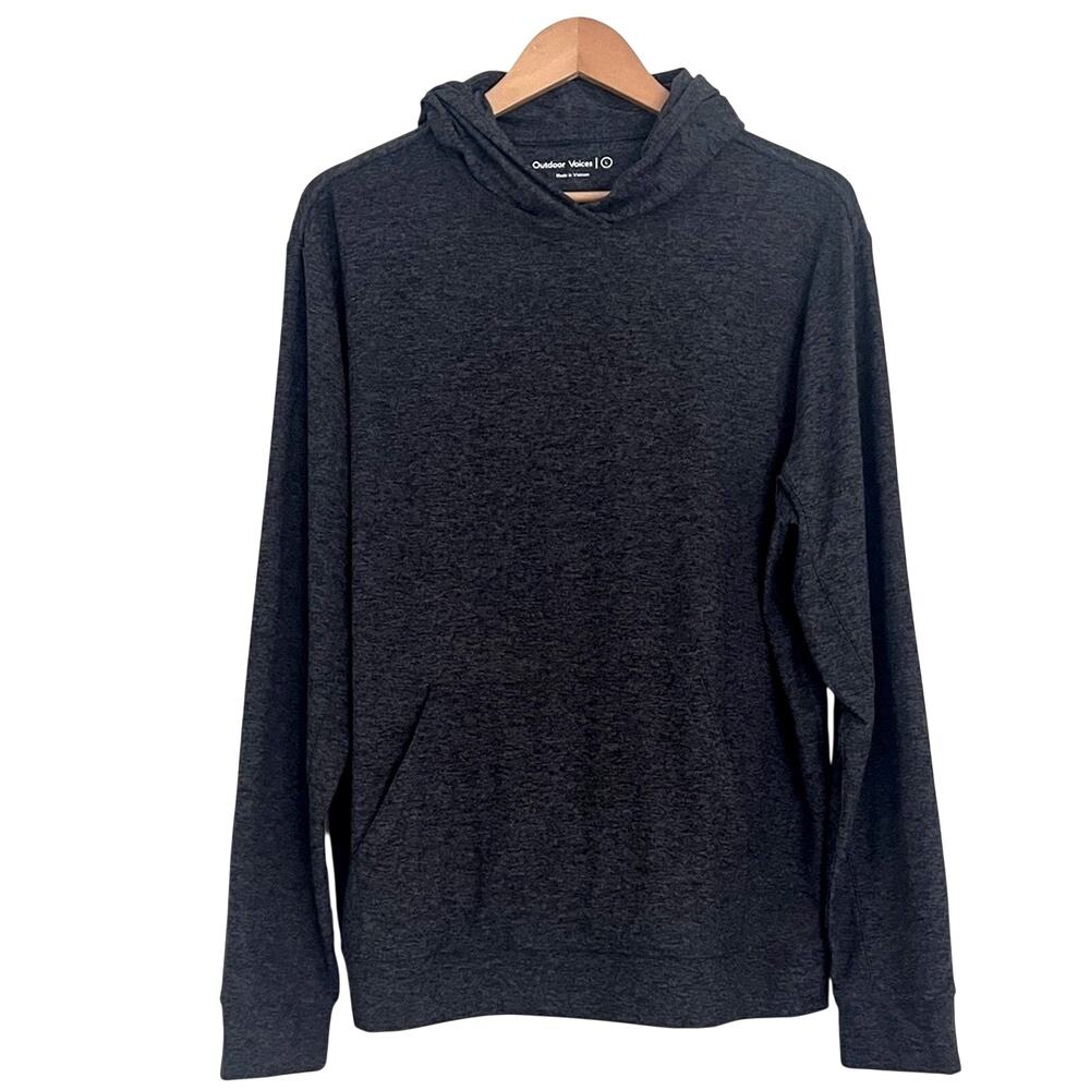 Outdoor Voices Men's Hooded‎ Sweatshirt Large Charcoal Gray